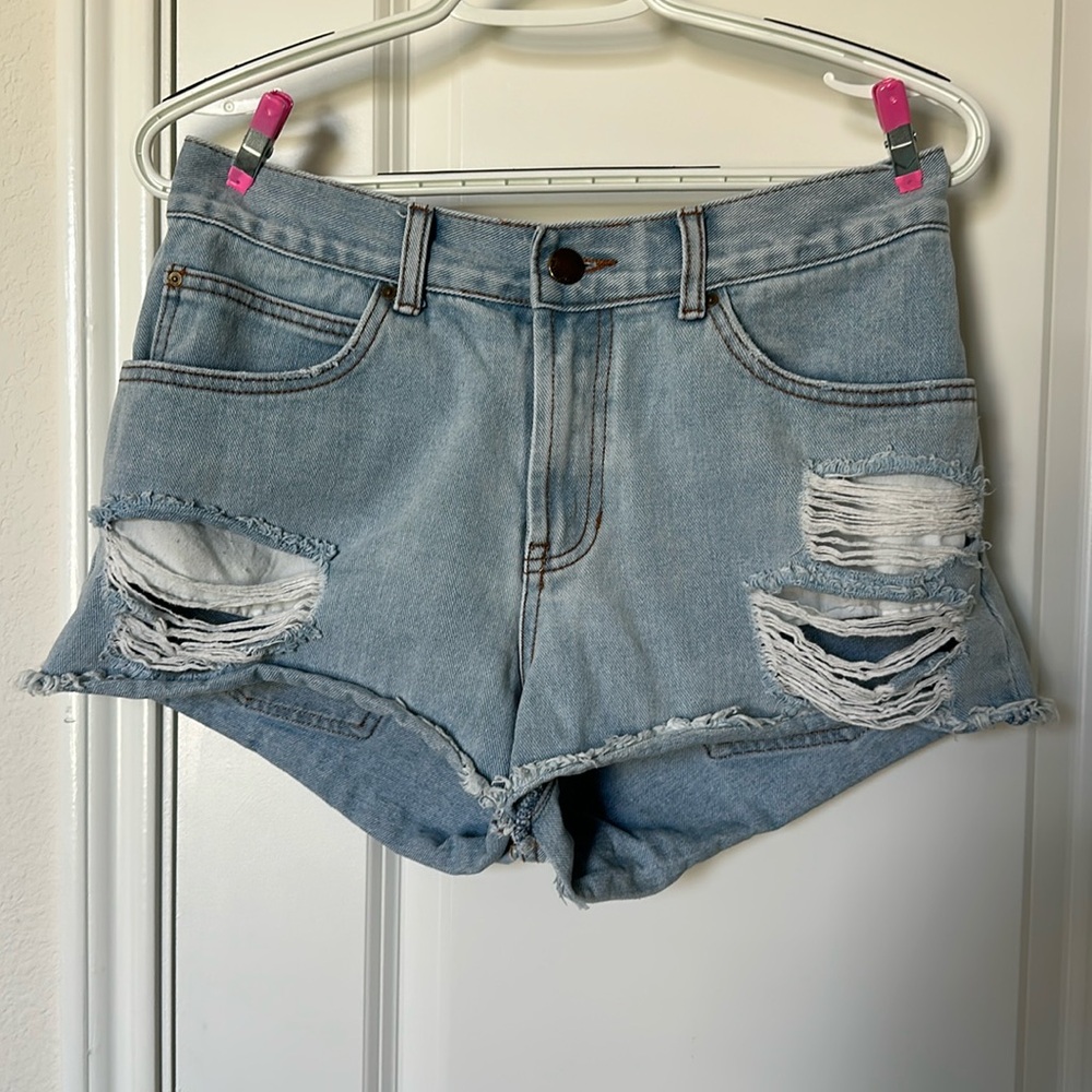 Billabong Mid-Rise Distressed Light Wash Denim Shorts